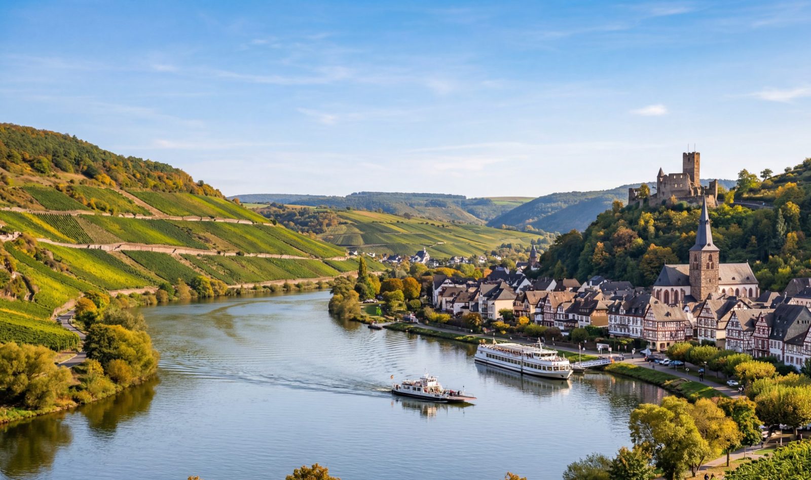 Die Aue im Morgenlicht, Blick über das Wasser auf den bewachsenen Uferrand